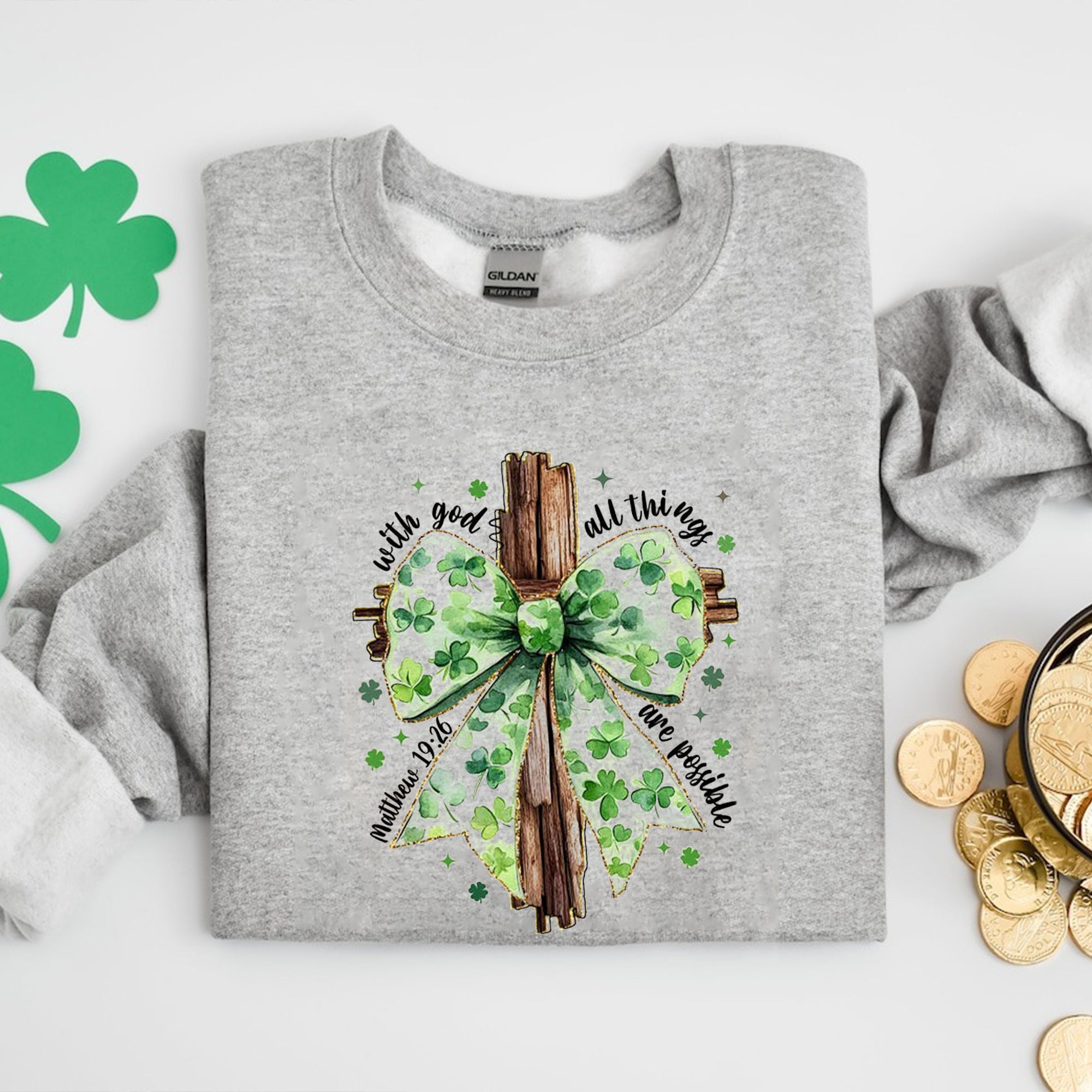 God Christian Shirt, St. Patrick's Coquette Bow Shirt, St Patricks Gift for Christian. ILAF35